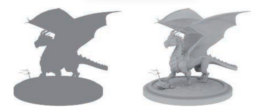 图11.7：仅使用恒定环境光照（左）和使用环境光遮蔽（右）渲染的物体。即使光照是恒定均匀的，环境光遮蔽也可以表现出物体的细节。 [149]