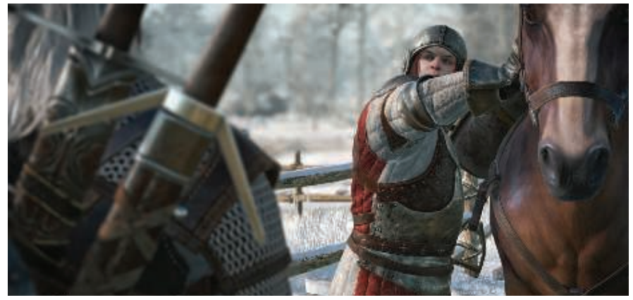 图12.14：《巫师3》中的景深效果。近场和远场模糊令人信服地与焦点场混合在一起。