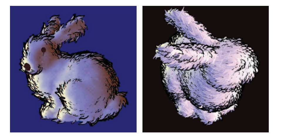 图15.23：使用两种不同的嫁接风格来渲染Stanford兔子。