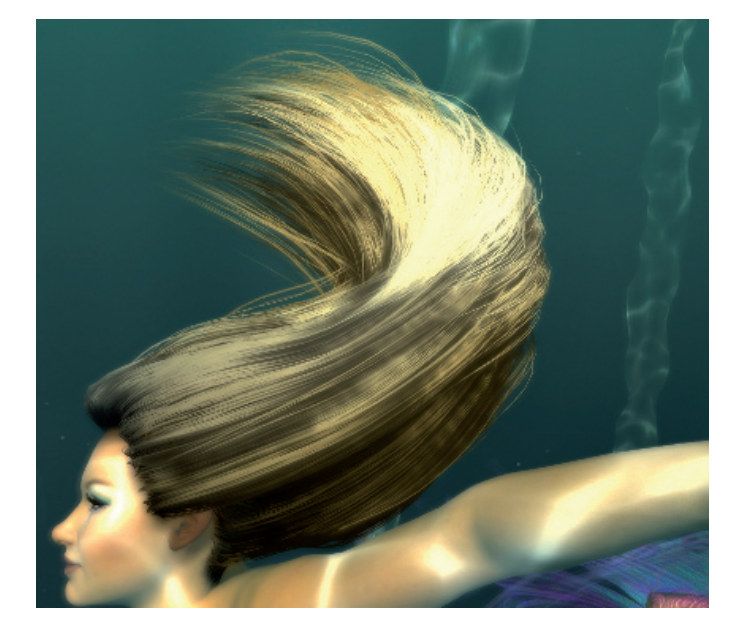 图17.2：使用细分立方曲线来渲染头发。 [1274]